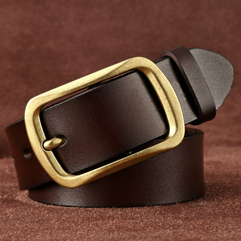 Wholesale Genuine leather belt men' s pin buckle youth retro casual jeans